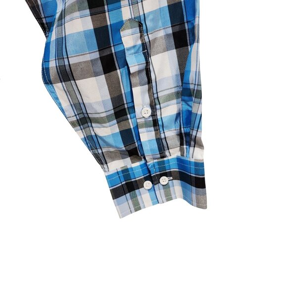Mens Classic Collection Size 4XL Plaid Button-Up Shirt Blue/White Regular Fit - Picture 7 of 8
